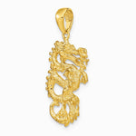 10K / 14K Yellow Gold Solid 3-D Dragon Pendant - Product Photo