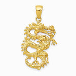 10K / 14K Yellow Gold Solid 3-D Dragon Pendant - Product Photo