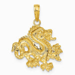 10K / 14K Yellow Gold Dragon Pendant - Product Photo