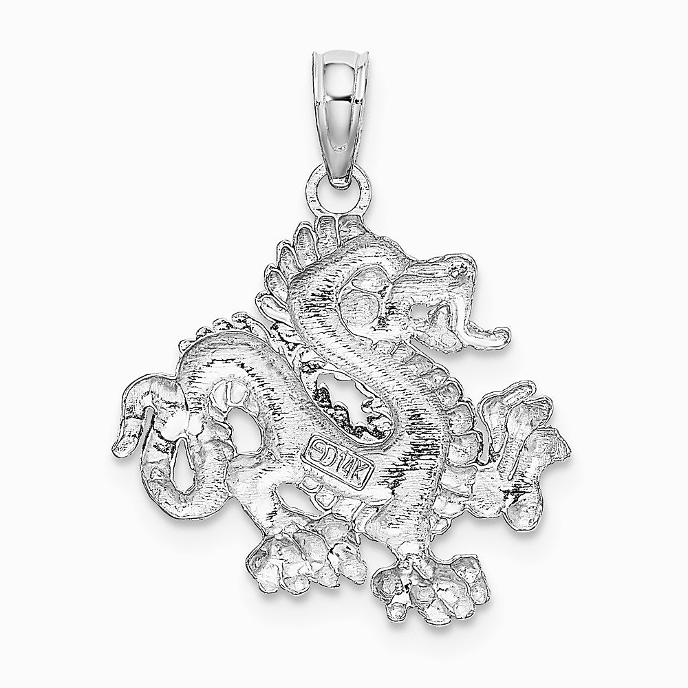 14K White Gold Small Dragon Charm - Product Photo