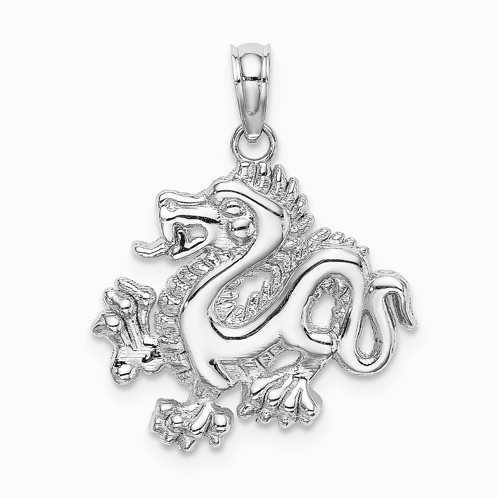 14K White Gold Small Dragon Charm - Product Photo