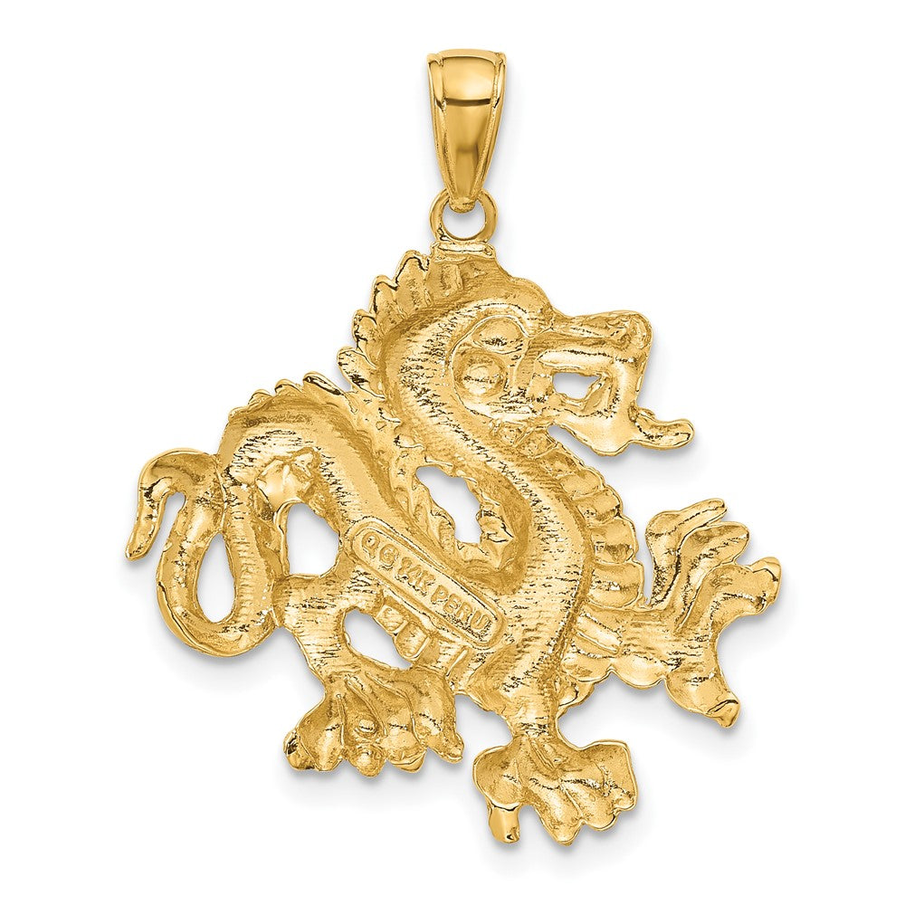 14k Solid Polished Dragon Pendant - Product Photo