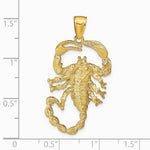 10K / 14K Yellow Gold Solid Polished Open-Backed Scorpion Pendant - Product Photo