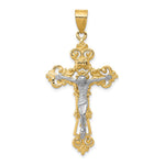 10K / 14K Two-tone INRI Fleur De Lis Crucifix Pendant - Product Photo