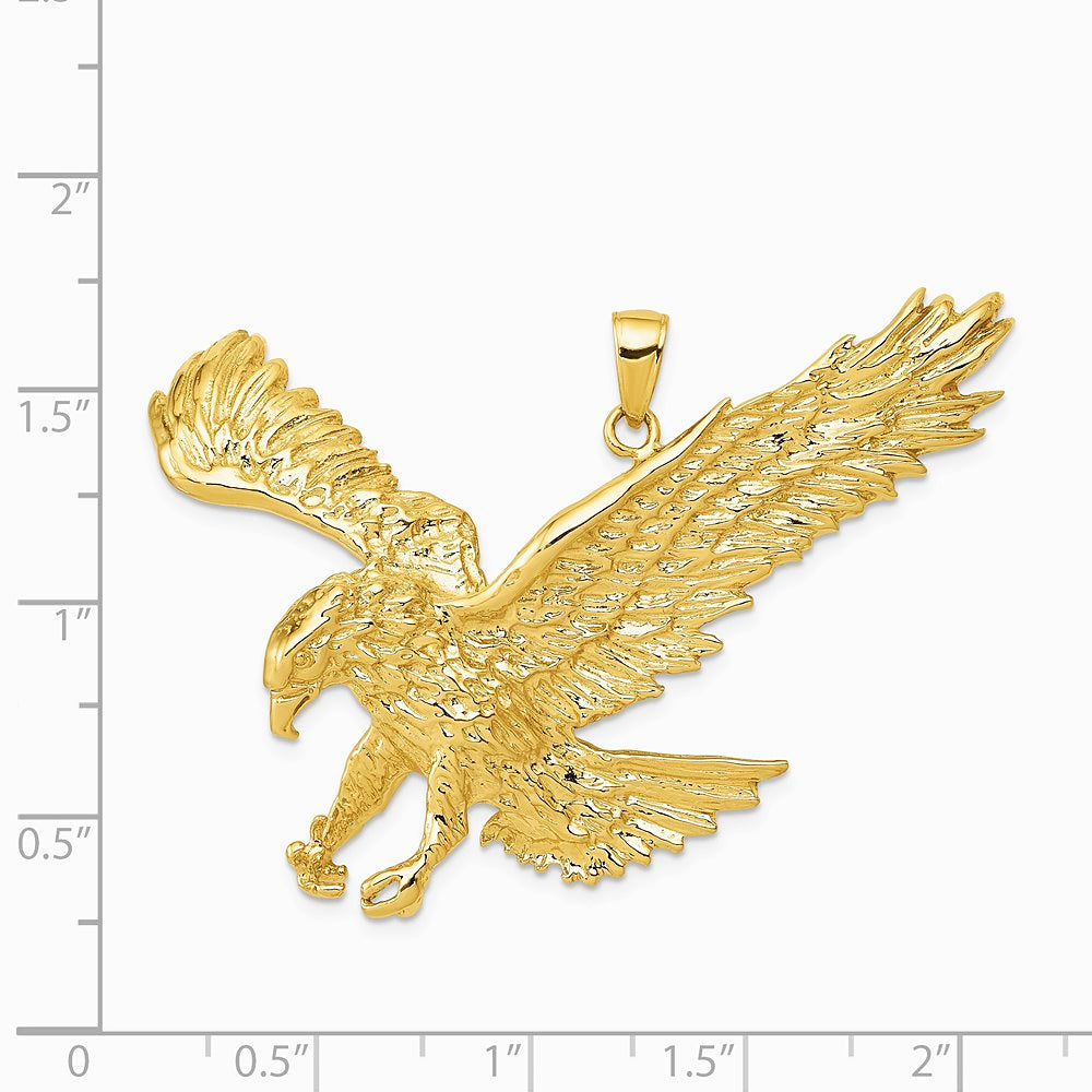 10K / 14K Yellow Gold Solid Polished Eagle Pendant - Product Photo