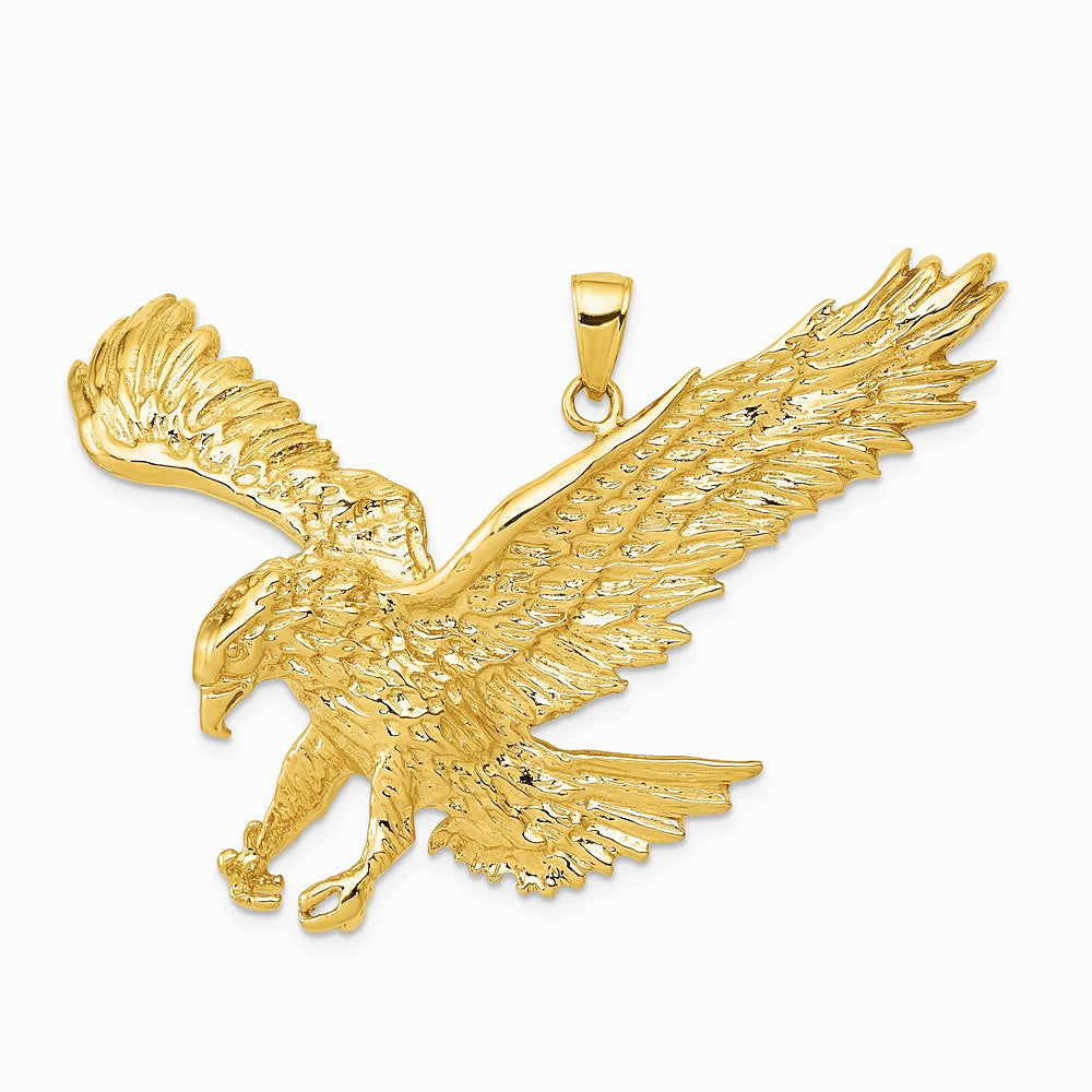 10K / 14K Yellow Gold Solid Polished Eagle Pendant - Product Photo