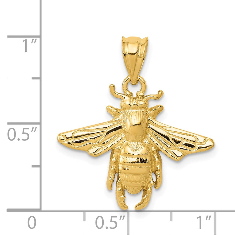14k Solid Open-Backed Bee Pendant - Product Photo