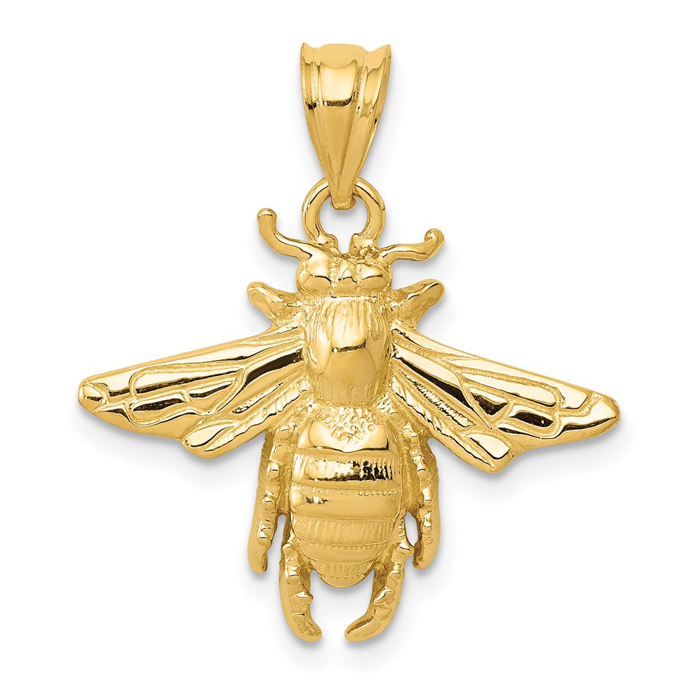 14k Solid Open-Backed Bee Pendant - Product Photo