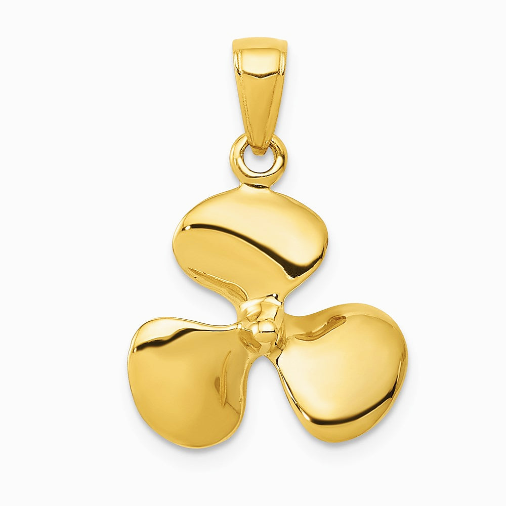 10K / 14K Yellow Gold Polished 3-D Propeller Pendant - Product Photo