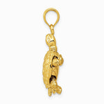 10K / 14K Yellow Gold Solid Polished 3-D Moveable Turtle Pendant - Product Photo