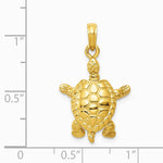 10K / 14K Yellow Gold Solid Polished 3-D Moveable Turtle Pendant - Product Photo