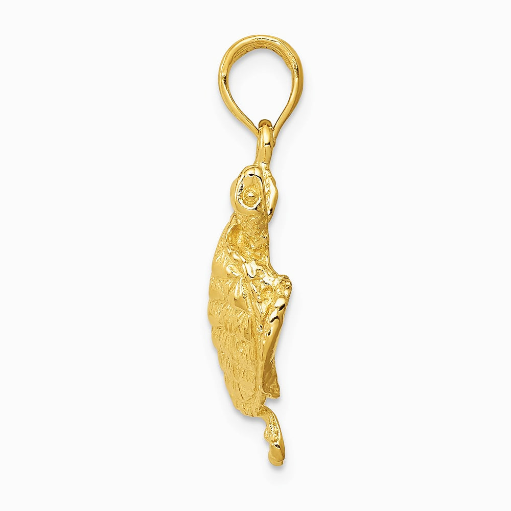 10K / 14K Yellow Gold Solid Polished Open-Backed Turtle Pendant - Product Photo