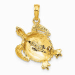 10K / 14K Yellow Gold Solid Polished Open-Backed Turtle Pendant - Product Photo