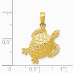 10K / 14K Yellow Gold Solid Polished Open-Backed Turtle Pendant - Product Photo