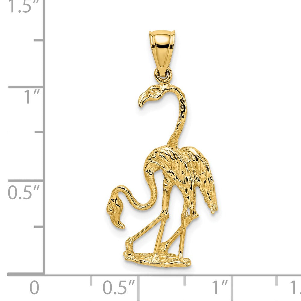 14k Solid Polished 3-Dimensional Double Flamingo Charm - Product Photo