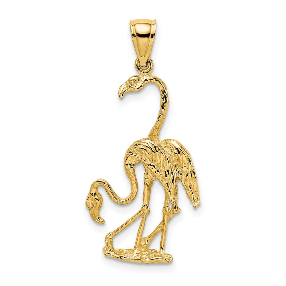 14k Solid Polished 3-Dimensional Double Flamingo Charm - Product Photo