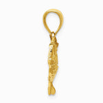 10K / 14K Yellow Gold Polished Open-Backed Bass Fish Pendant - Product Photo