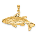 14K Yellow Gold Polished Open-Backed Redfish Pendant - Product Photo