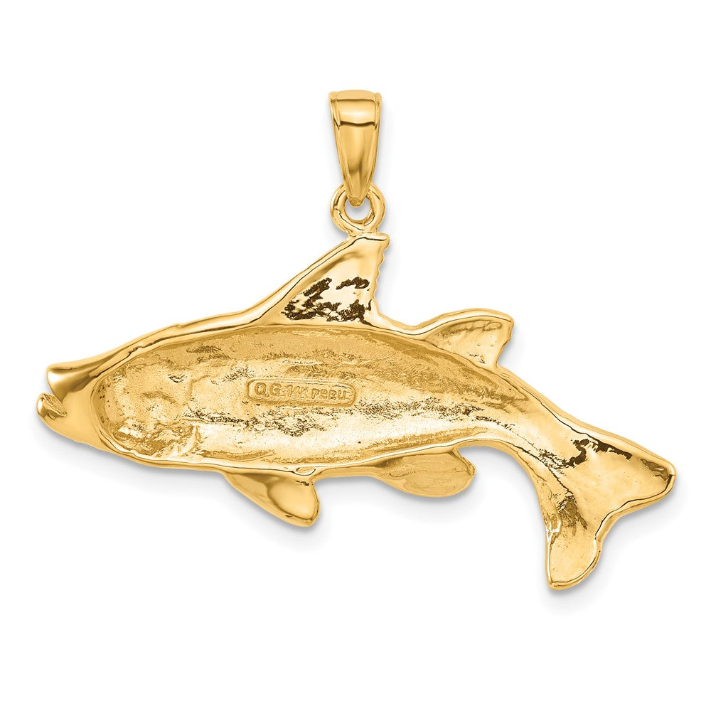 14K Yellow Gold Polished Open-Backed Redfish Pendant - Product Photo