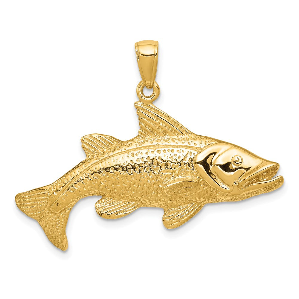 14K Yellow Gold Polished Open-Backed Redfish Pendant - Product Photo