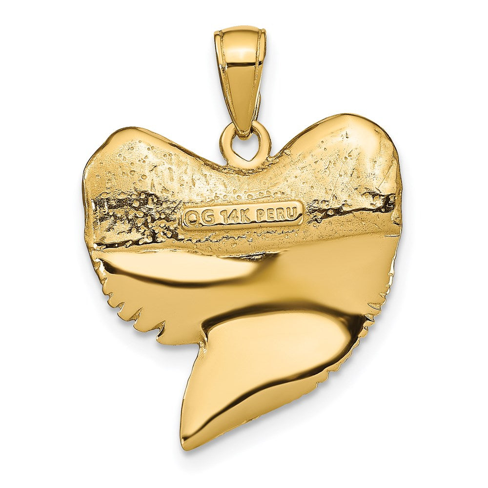 14K Solid Polished 3-D Shark Tooth Pendant - Product Photo