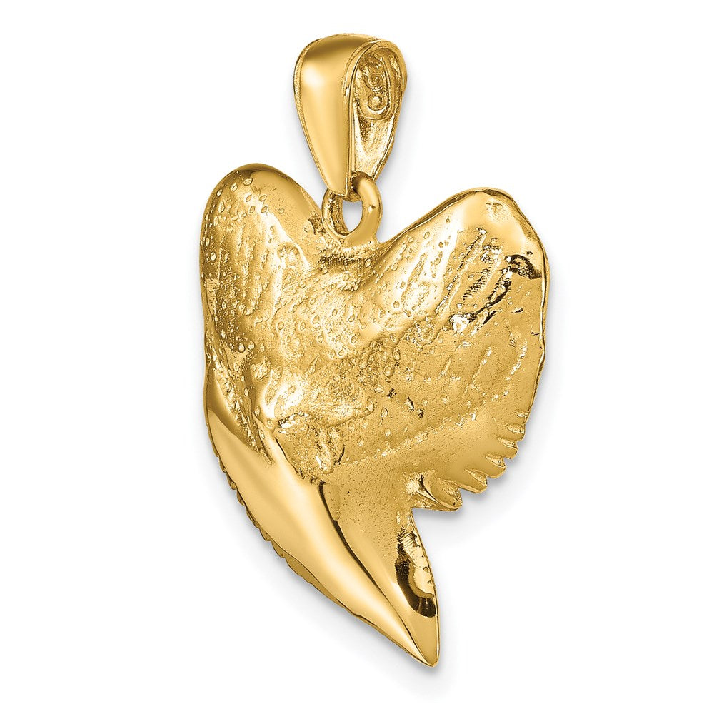 14K Solid Polished 3-D Shark Tooth Pendant - Product Photo
