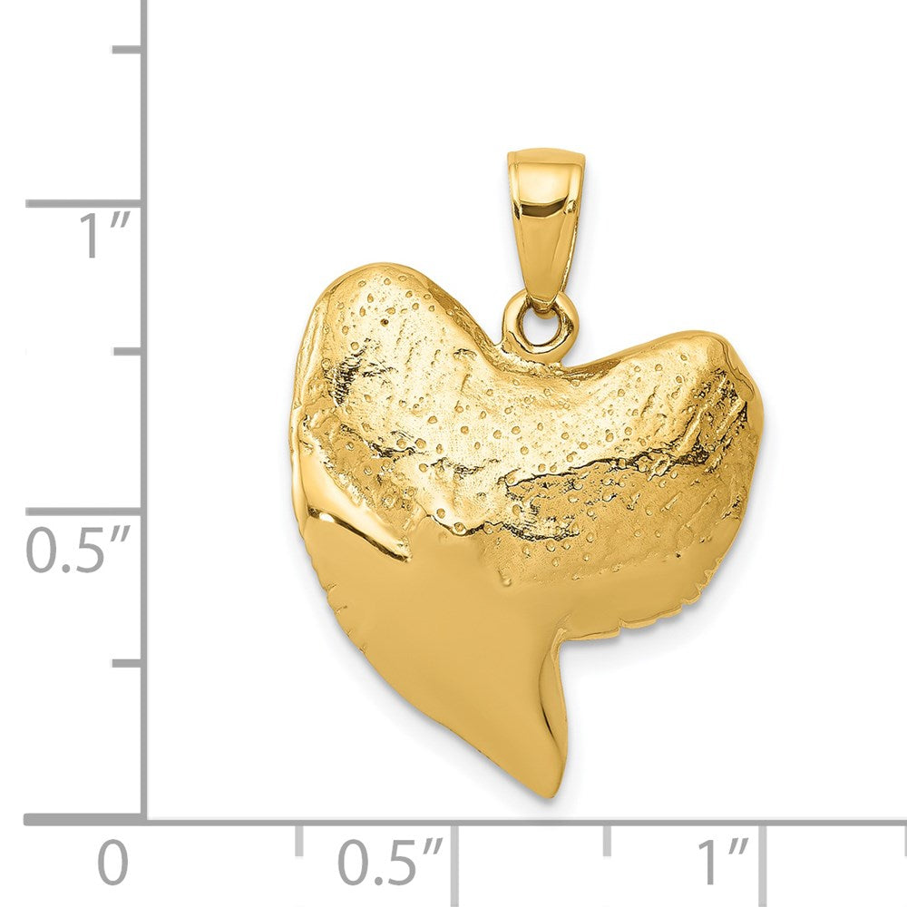 14K Solid Polished 3-D Shark Tooth Pendant - Product Photo