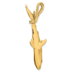 14K Yellow Gold Hollow Polished 3-D Hanging Shark Pendant - Product Photo