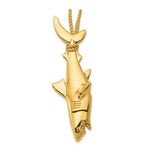 14K Yellow Gold Hollow Polished 3-D Hanging Shark Pendant - Product Photo