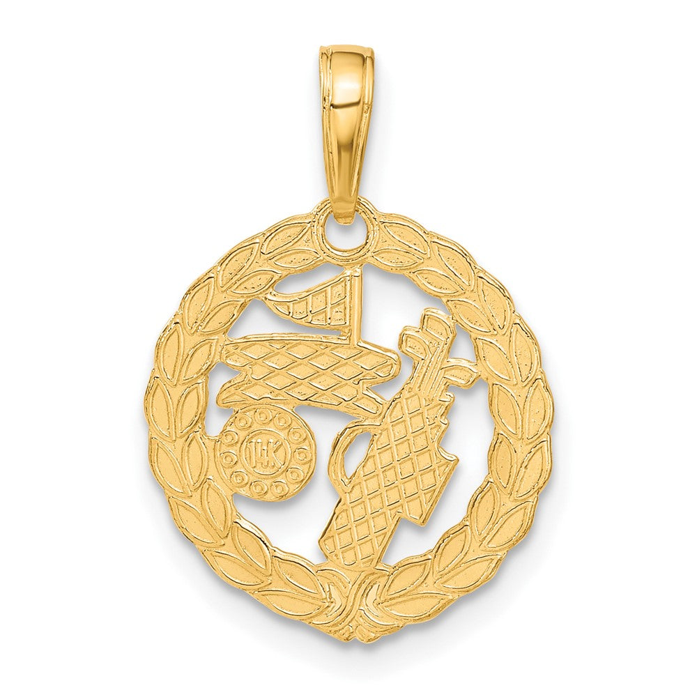 14k Solid Polished Golf Theme Pendant - Product Photo