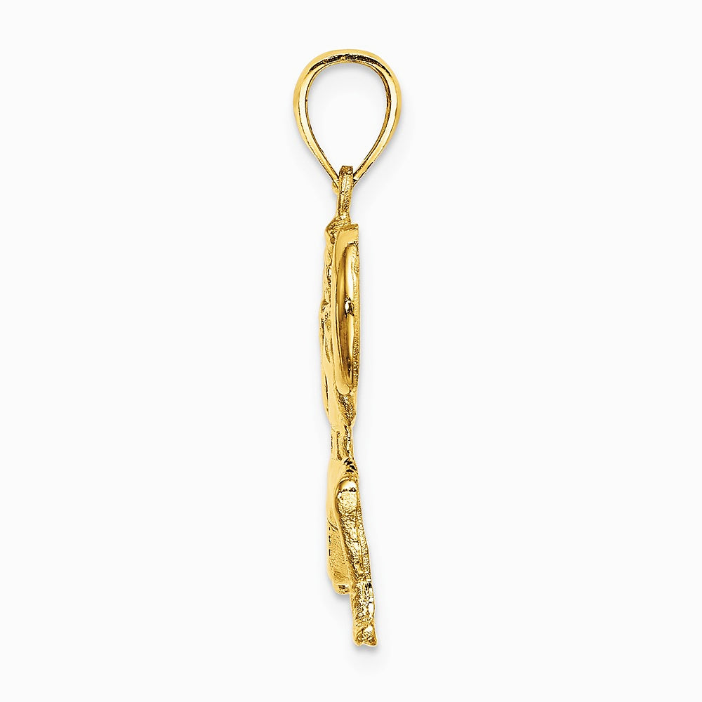 10K / 14K Yellow Gold Solid Polished Weightlifter Charm - Product Photo