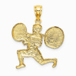 10K / 14K Yellow Gold Solid Polished Weightlifter Charm - Product Photo