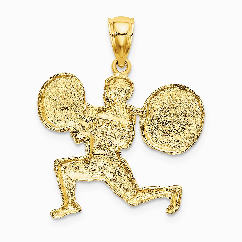 10K / 14K Yellow Gold Solid Polished Weightlifter Charm - Product Photo