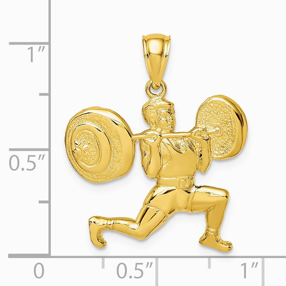 10K / 14K Yellow Gold Solid Polished Weightlifter Charm - Product Photo