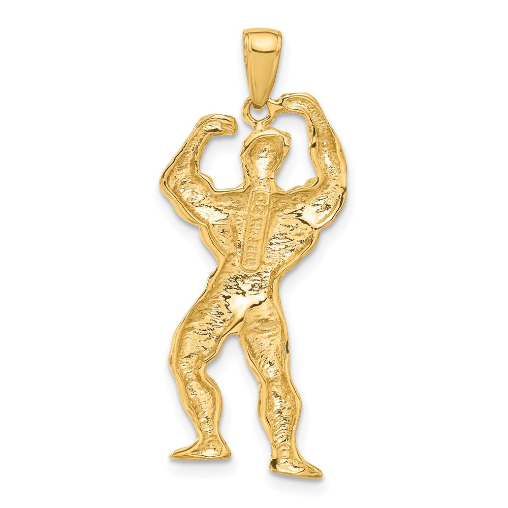 14k Solid Polished Weightlifter Pendant - Product Photo