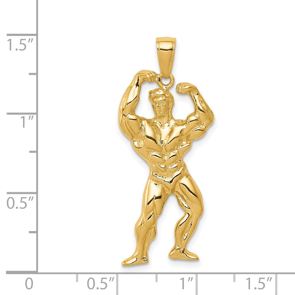 14k Solid Polished Weightlifter Pendant - Product Photo