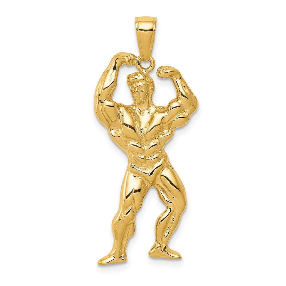 14k Solid Polished Weightlifter Pendant - Product Photo