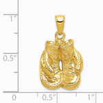 10K / 14K Yellow Gold Solid Polished Open-Backed Boxing Gloves Pendant - Product Photo