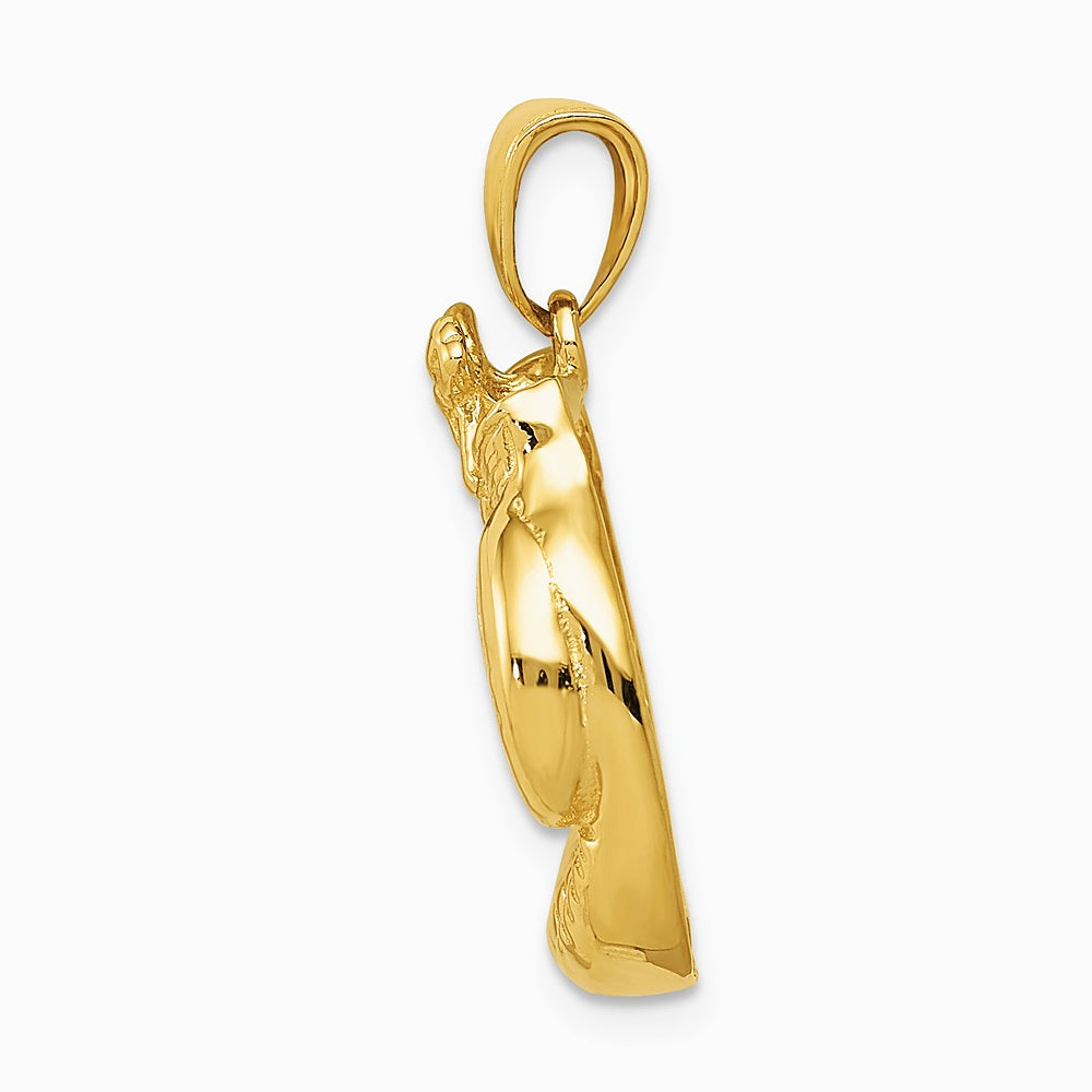 10K / 14K Yellow Gold Solid Polished Open-Backed Boxing Gloves Pendant - Product Photo