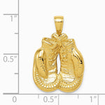 10K / 14K Yellow Gold Solid Polished Open-Backed Boxing Gloves Pendant - Product Photo