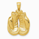 10K / 14K Yellow Gold Solid Polished Open-Backed Boxing Gloves Pendant - Product Photo