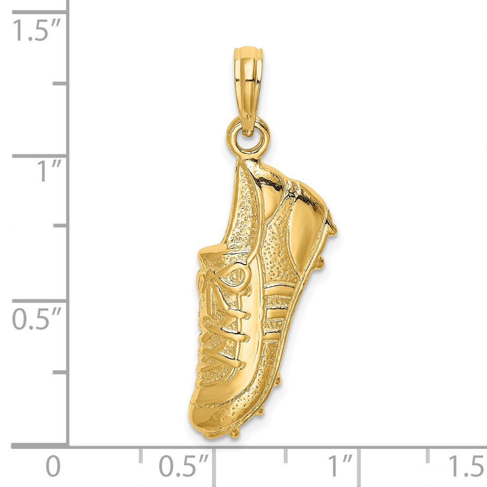 14k Polished Open-Backed Soccer Cleat Shoe Charm - Product Photo
