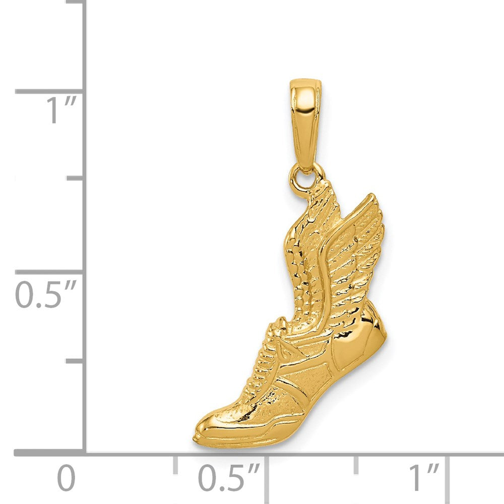 10K / 14K Yellow Gold Polished Running Shoe Pendant - Product Photo