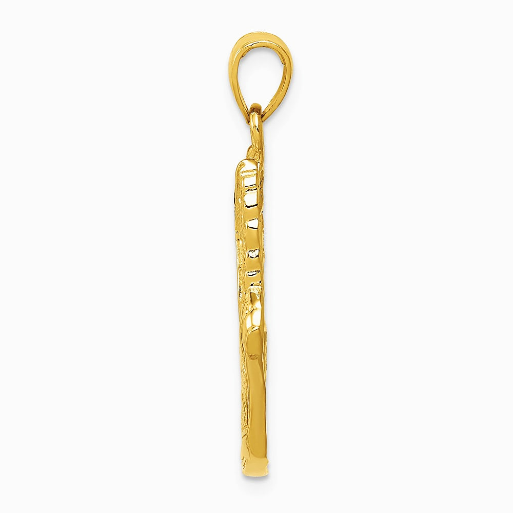 10K / 14K Yellow Gold Polished Running Shoe Pendant - Product Photo
