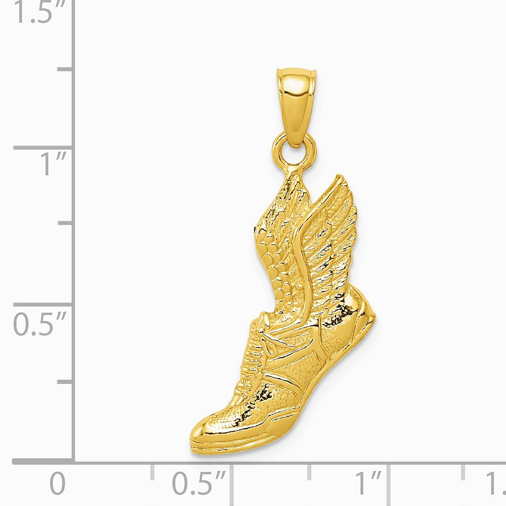 10K / 14K Yellow Gold Polished Running Shoe Pendant - Product Photo