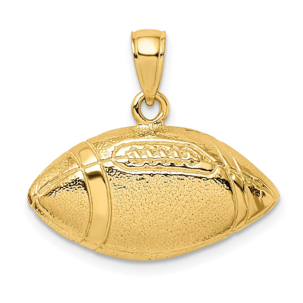 14K Yellow Gold Polished Open-Backed Football Charm