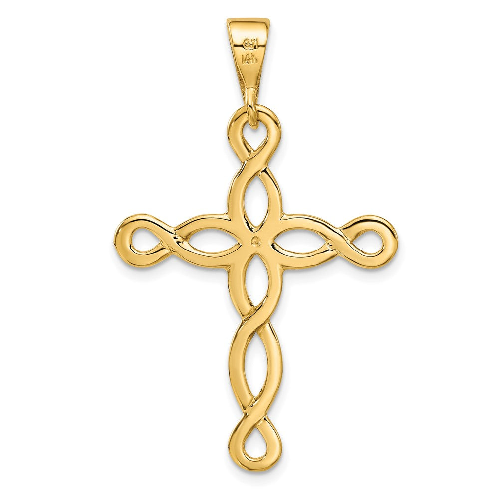 14K Yellow Gold Polished Cross Pendant - Product Photo