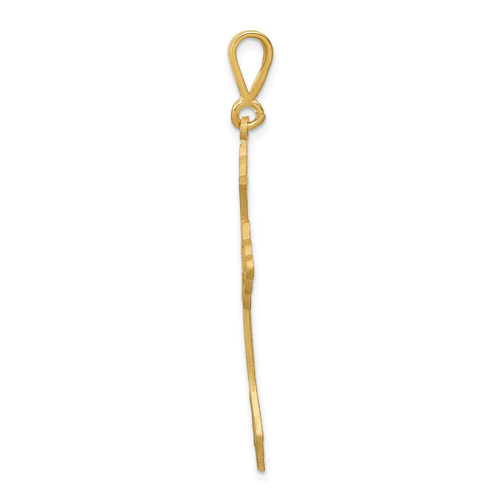 14K Yellow Gold Diamond-cut Celtic Cross Pendant - Product Photo