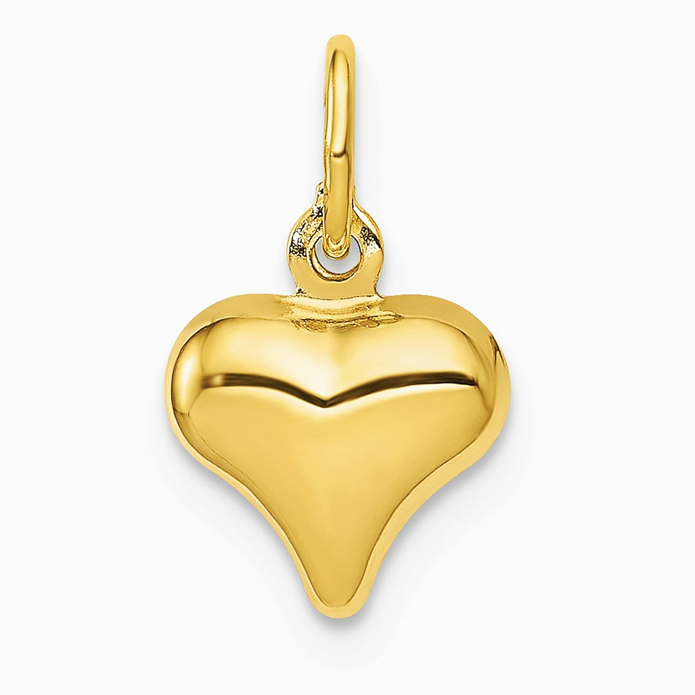 10K / 14K Yellow Gold Polished 3-D Heart Charm - Product Photo