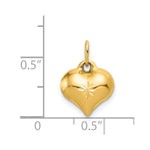 14K Polished 3-D Diamond-cut Puffed Heart Charm - Product Photo
